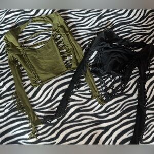 DOLLSKILL Distressed long sleeved crop tops